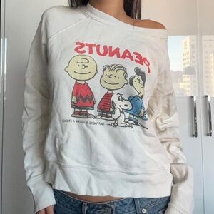 Re/Done White Peanuts Graphic Sweatshirt